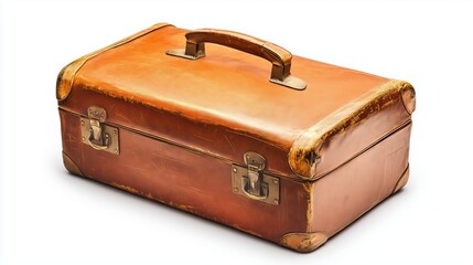 Brown suitcase isolated on white background