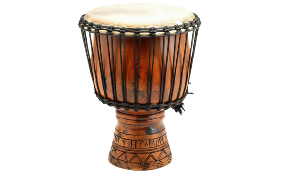 Isolated Djembe Drum on transparent background PNG.