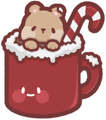 Red cup and candy cane - grizzly bear