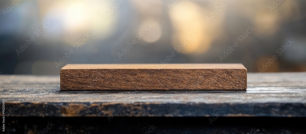 Aufkleber brown wooden table with bokeh background perfect for product display showcasing natural textures and
