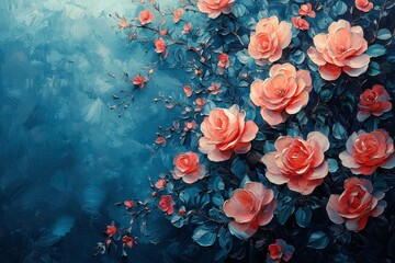 Colorful Oil Painting of Vibrant Flowers