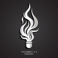 torch logo 3d silver symbol