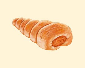 A hand drawn sausage bread