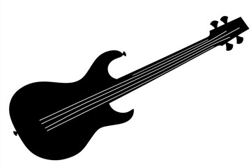 Obraz premium Black silhouette of a guitar on a white background.