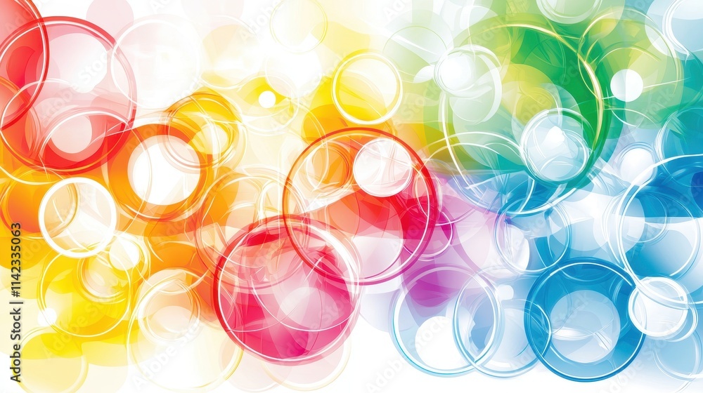 Poster colorful abstract background with smooth circles and bubbles for modern design projects