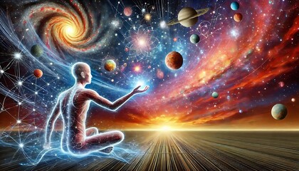 Visualizing awe through cosmic and grand designs with Generative AI