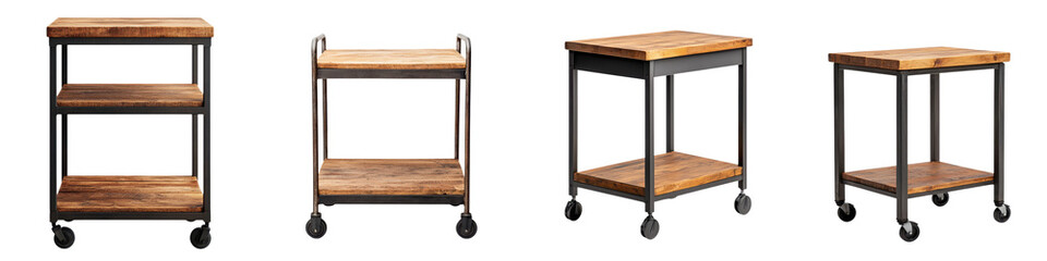 Versatile Wooden and Metal Shelving Trolley on Wheels Offering Adjustable Modular Storage and Display Solutions for Home Office Retail or Workshop Spaces