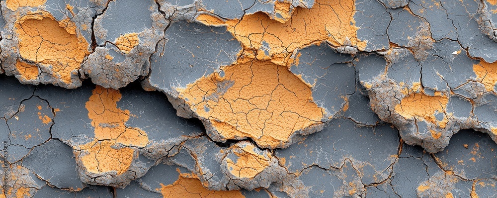 Aufkleber cracked textured surface with orange and gray pattern for background or design use