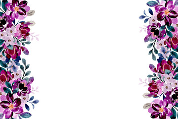 Purple floral watercolor garden for wedding, birthday, card, background, invitation, wallpaper, sticker, decoration etc.