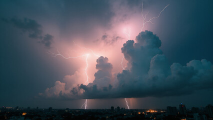 Lightning weather theme. Generative ai.