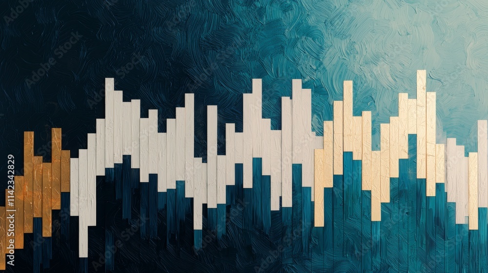 Poster abstract digital artwork featuring wave-like patterns in varying colors and textures.