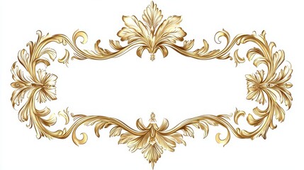 Elegant Baroque Floral Frame Design with Golden Ornate Details for Decorative Use