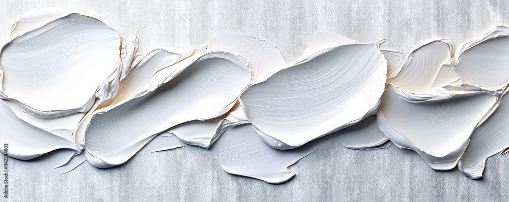 Poster abstract composition of white paint strokes on textured canvas background for art design