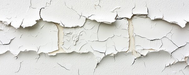 Obraz premium Cracked White Paint Texture on Surface with Abstract Pattern and Detail