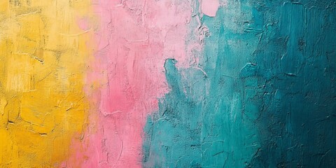 Fototapeta premium Abstract grainy vibrant color gradient background pink blue yellow green noise texture banner backdrop design, Generative AI