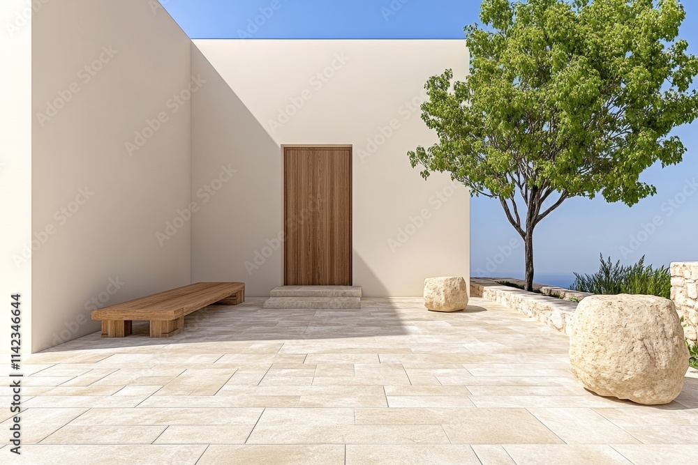 Poster a conceptual design of a window frame, reduced to clean lines and blocks of light pastel colors, evo