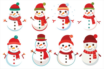 cute christmas snowman on white background 