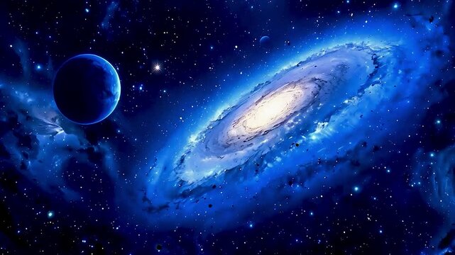 a galaxy  and  a planet
