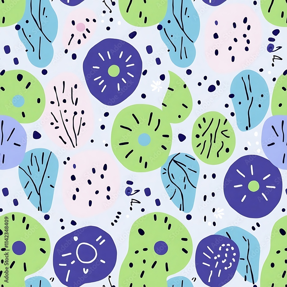 Aufkleber abstract floral pattern: whimsical, hand-drawn abstract floral pattern with a pastel color palette, 