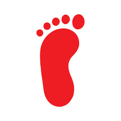 One red foot print icon silhouette vector illustration design on white background.