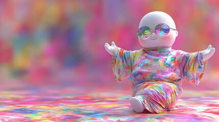 Obraz premium Colorful 3D Character Illustration on Abstract Background