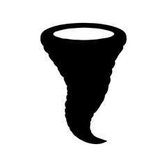 Simple tornado silhouette icon vector illustration design on white background.
