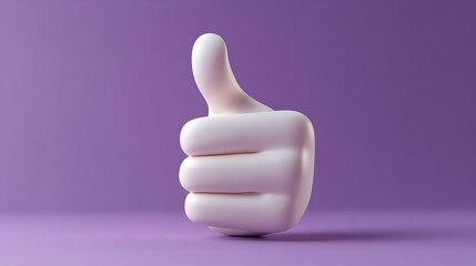 3D Render Thumbs Up Gesture Purple Background Illustration