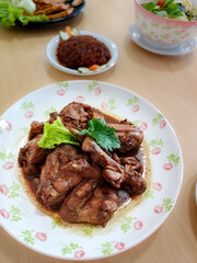Saute soy sauce chicken or Ayam Kecap or Semur Ayam. Perfect for recipes, articles, catalogs or any commercial purpose.