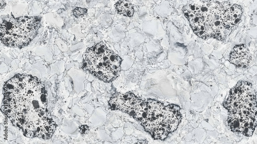 Aufkleber white and black abstract marble pattern with unique textures and shapes