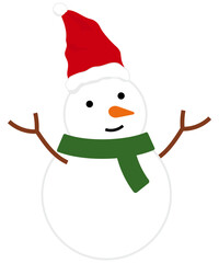 サンタの帽子を被った雪だるま