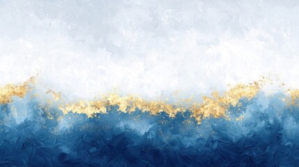 Abstract Blue and Gold Waves with Soft Textures for Elegant Background Design