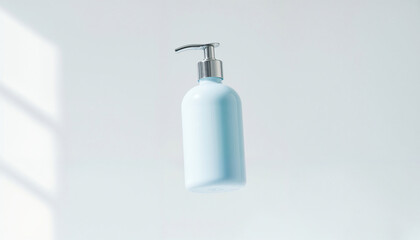 Fototapeta premium blue bottle of body lotion with a dispenser