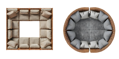 outdoor lounge sofa Top view. Generative AI.