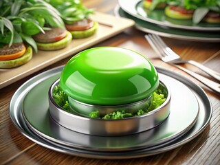 3D Rendered Accept Button Food Photography: Delicious Dishes & Confirmation Symbol