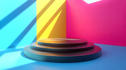 Abstract 3D Render of a Three-Tiered Platform