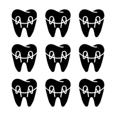 set of dental logo vector icon