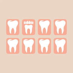 set of dental logo vector icon