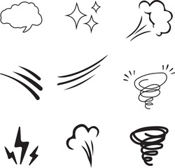 Doodle art vector design collection, brushes, design elements