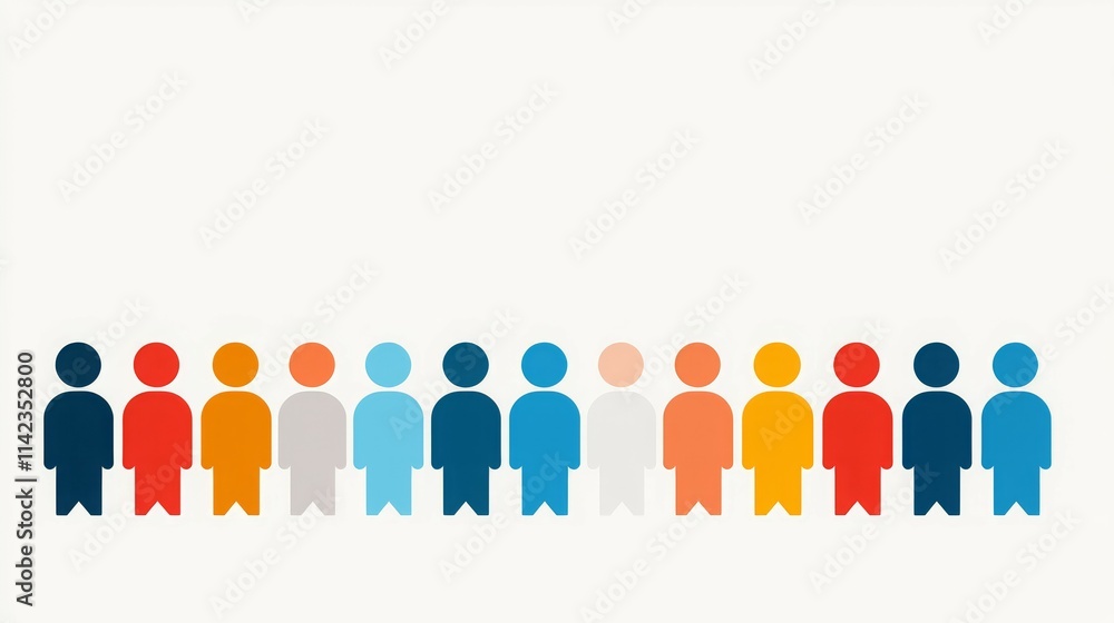 Aufkleber a colorful representation of diverse figures in a row, symbolizing unity and inclusion.