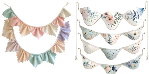 Pastel bunting png sticker, cute festive and colorful clipart . Generative AI.