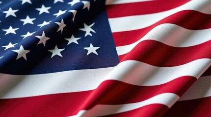Fototapeta premium Vibrant American Flag Fabric Showcasing Deep Blue and Bold Red Tones