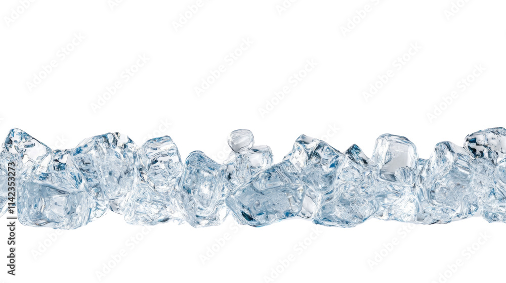 Poster clear shiny ice cubes on transparent background