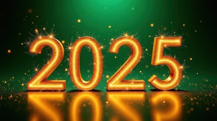 New Year Celebration With Sparkling Fireworks and Glowing Text Welcomes 2025
