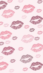 Vertical kiss lipstick stain background 