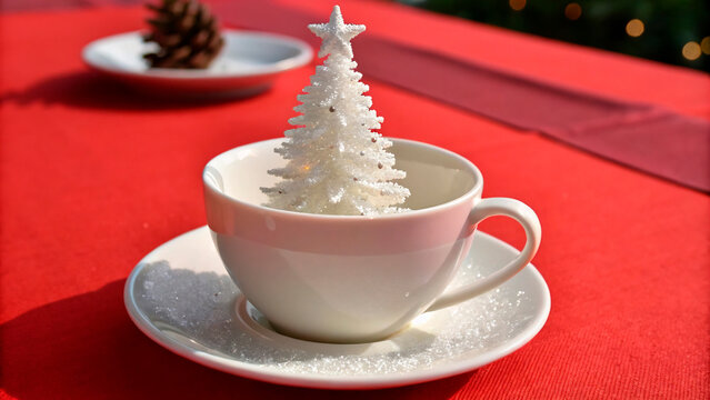 a cup of coffee with a christmas tree on the top1