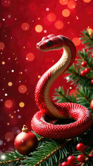 Fototapeta premium New Year's banner, symbol of the year 2025 snake