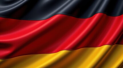 Obraz premium Rippling German Flag Displaying Vibrant Black, Red, and Gold Hues Under Sunlight