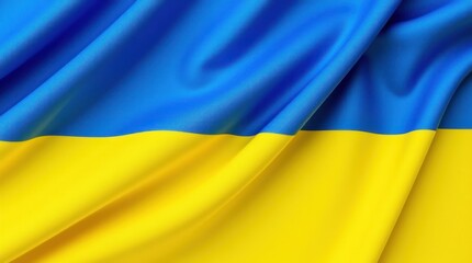 Ukrainian Flag Waving Gently With Bright Colors in Soft Fabric Textures