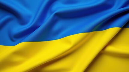 Ukrainian Flag Gently Rippling in Vivid Blue and Bright Yellow Tones