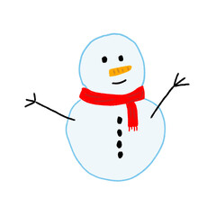 Hand drawn snowman element with no background 